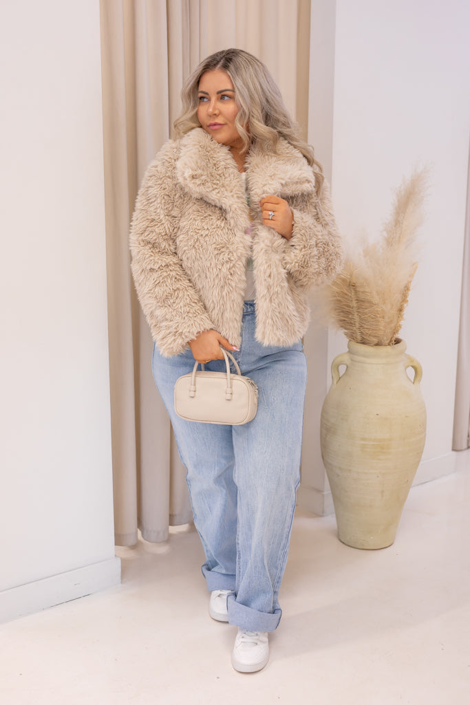 NEW LILY FAUX FUR COAT (TAN)