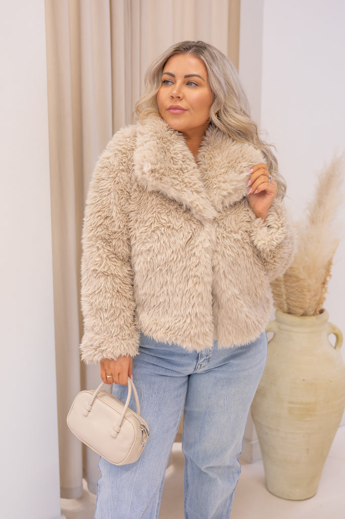 NEW LILY FAUX FUR COAT (TAN)