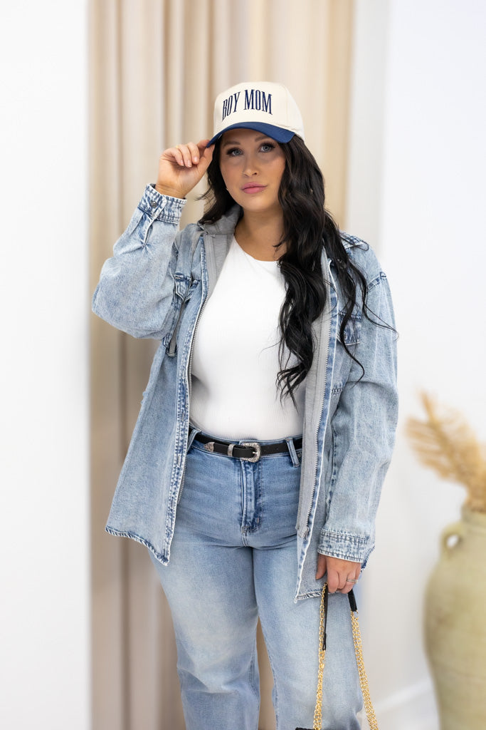 NEW JESSIE HOODED DENIM SHACKET