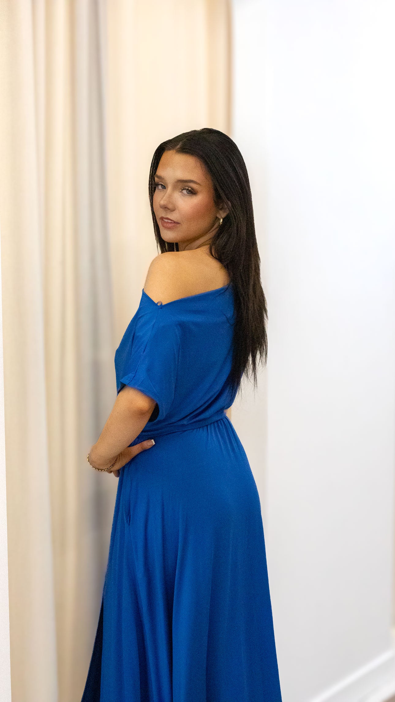 LOOSE FIT STRETCH MIDI DRESS