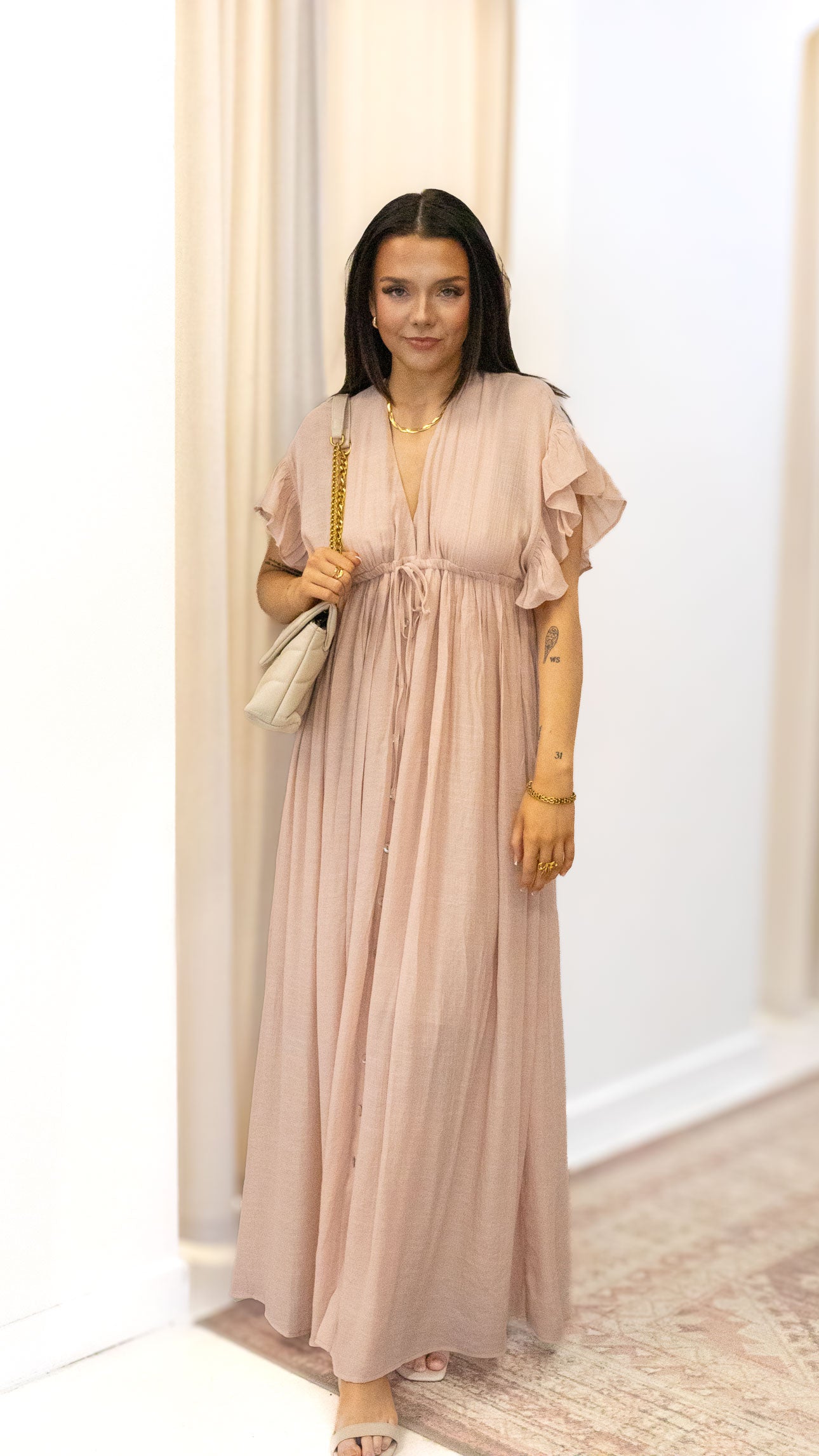 ROMANTIC BOHEMIAN FLOWY MAXI DRESS (BLUE & PINK)