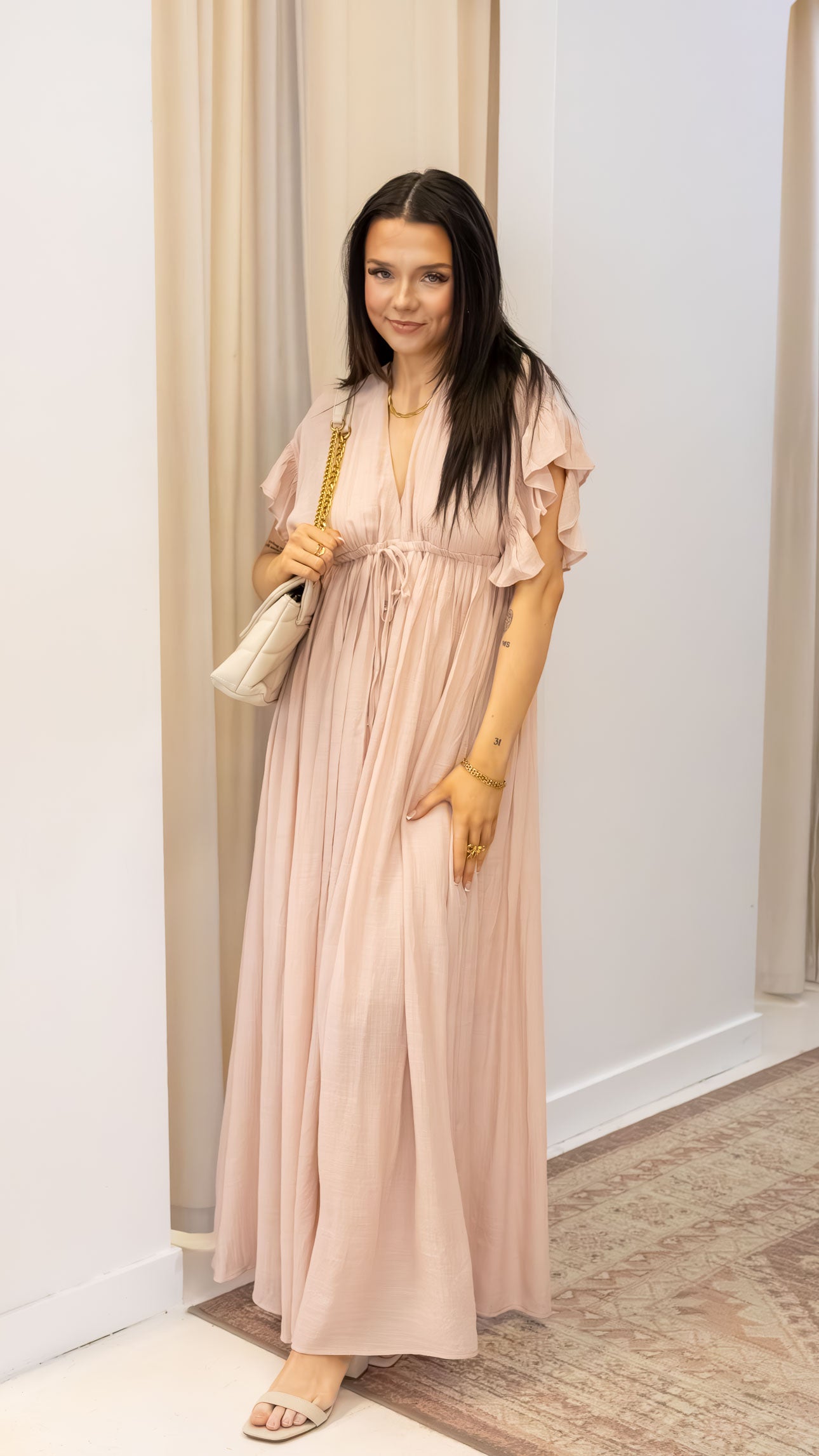 ROMANTIC BOHEMIAN FLOWY MAXI DRESS (BLUE & PINK)