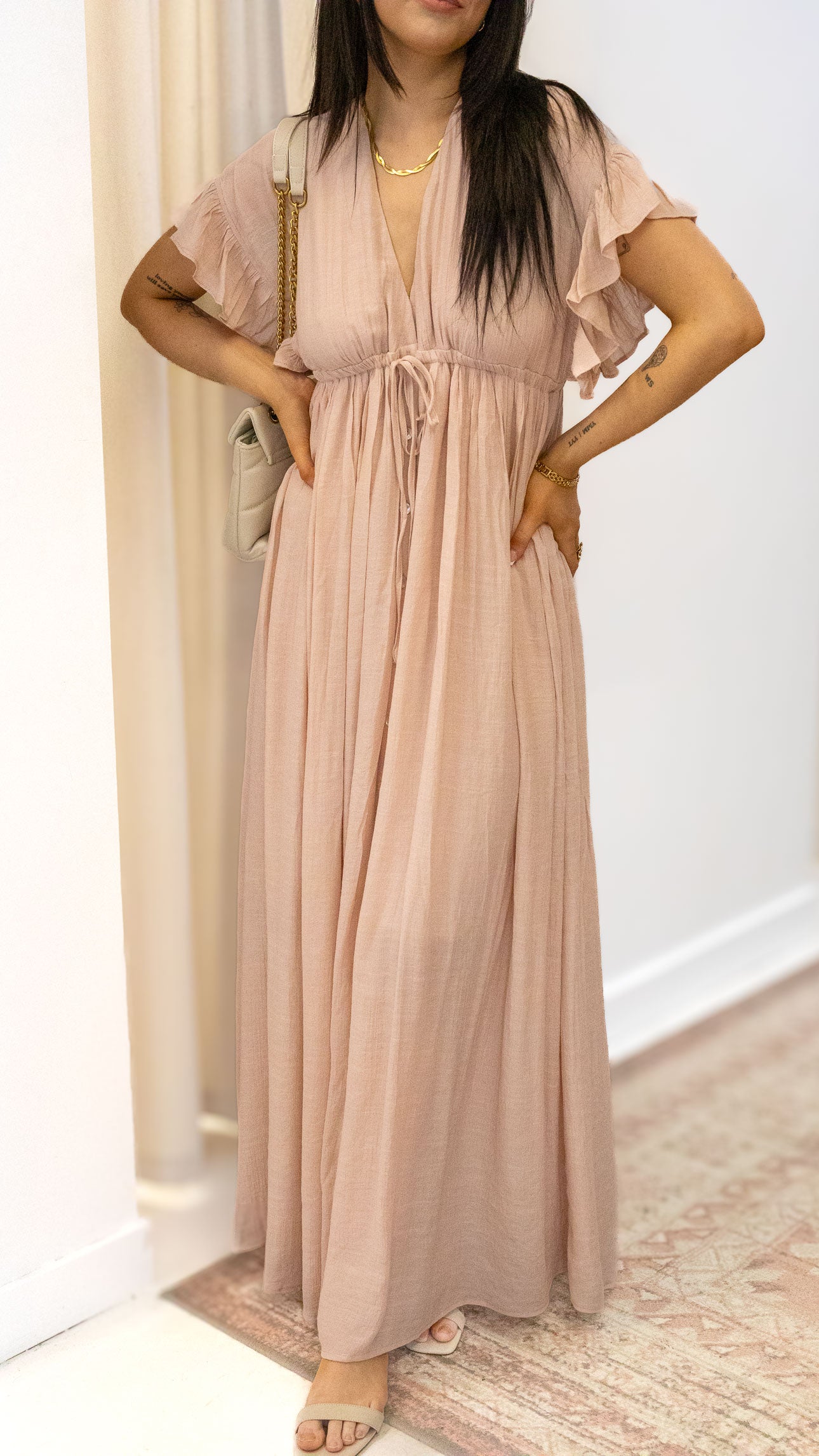 ROMANTIC BOHEMIAN FLOWY MAXI DRESS (BLUE & PINK)