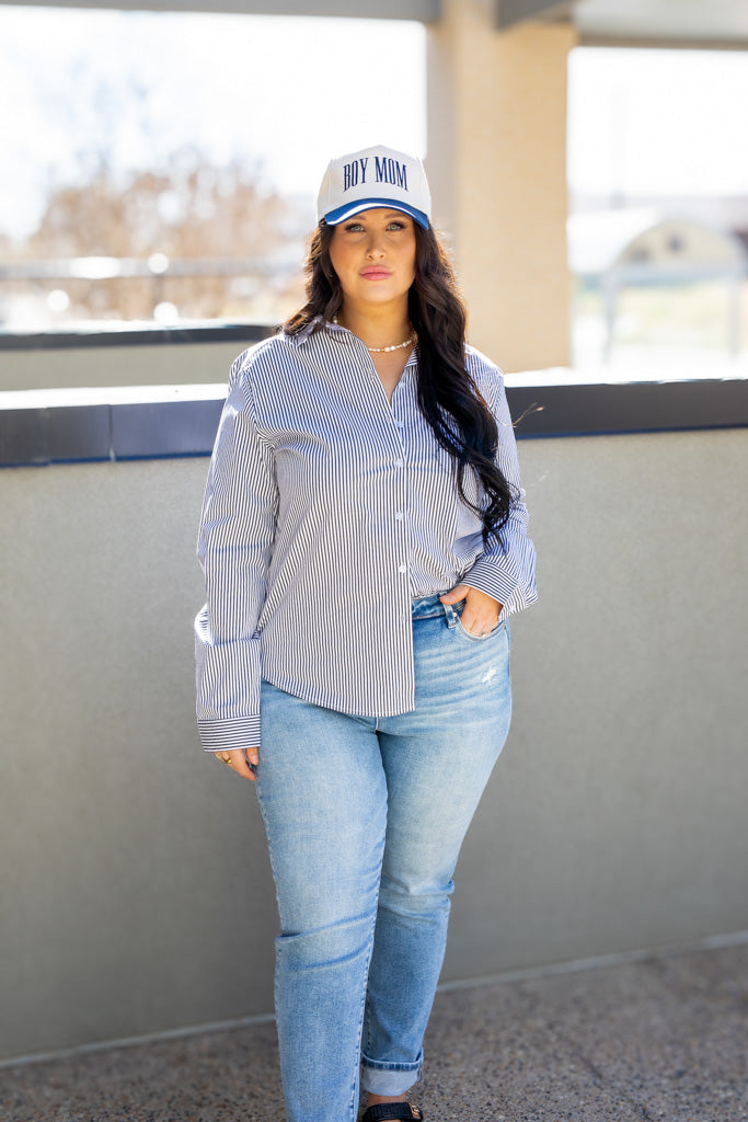 NEW ERIN BUTTON UP BLOUSE (STRIPED)