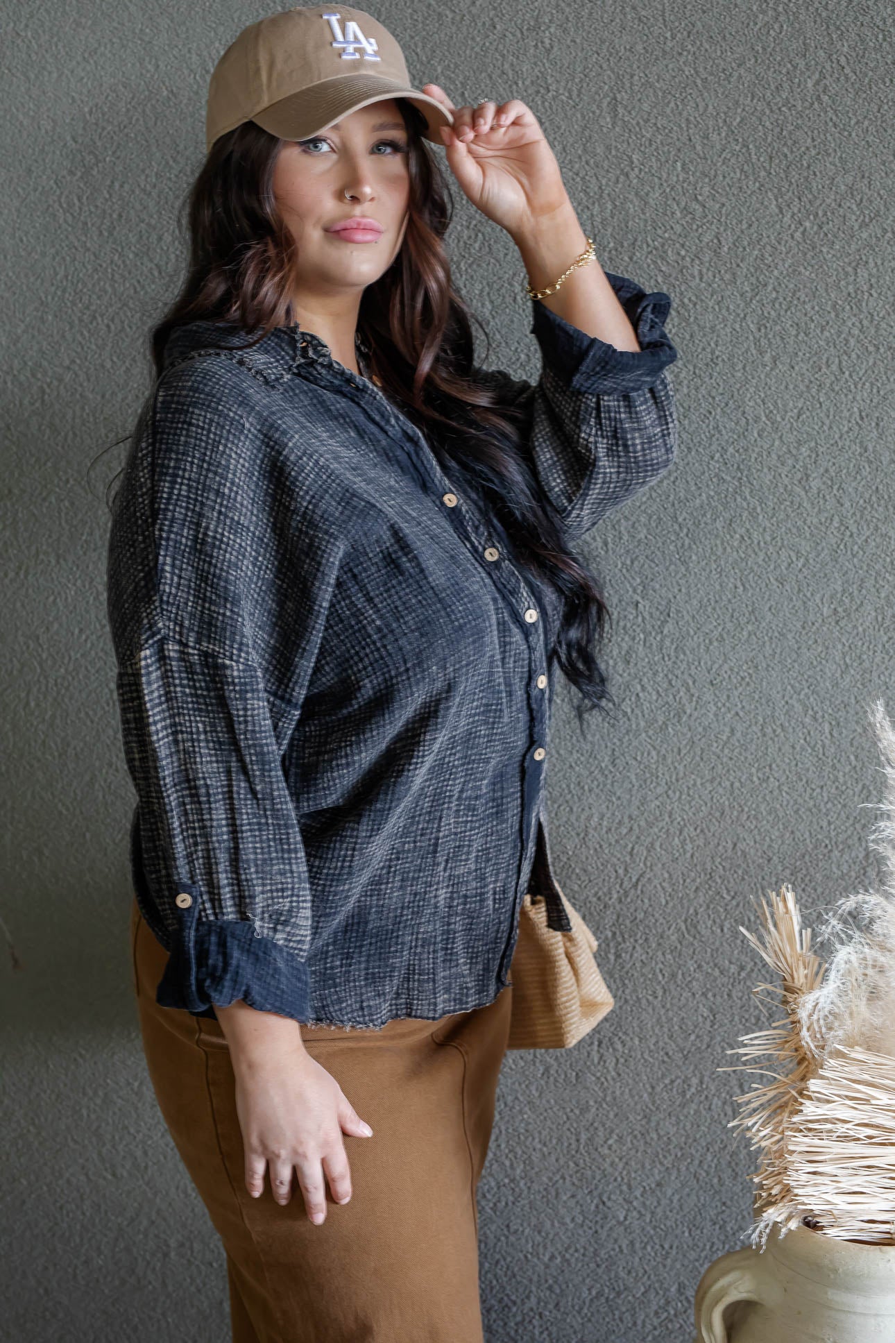 DAYTON BUTTON UP GAUZE SHIRT (ACID WASH)