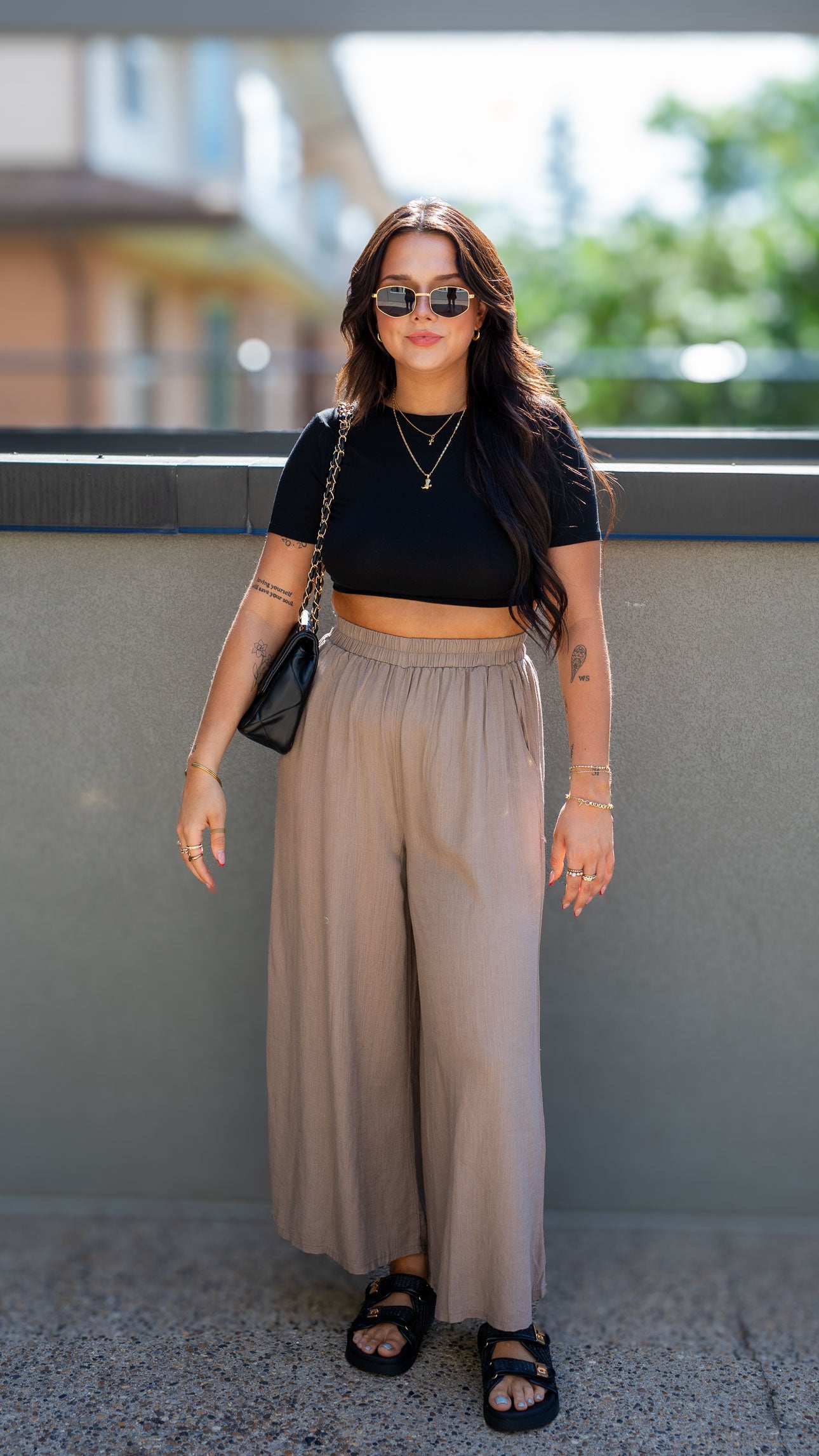 LORA LINEN STRAIGHT LEG PANT (BROWN)