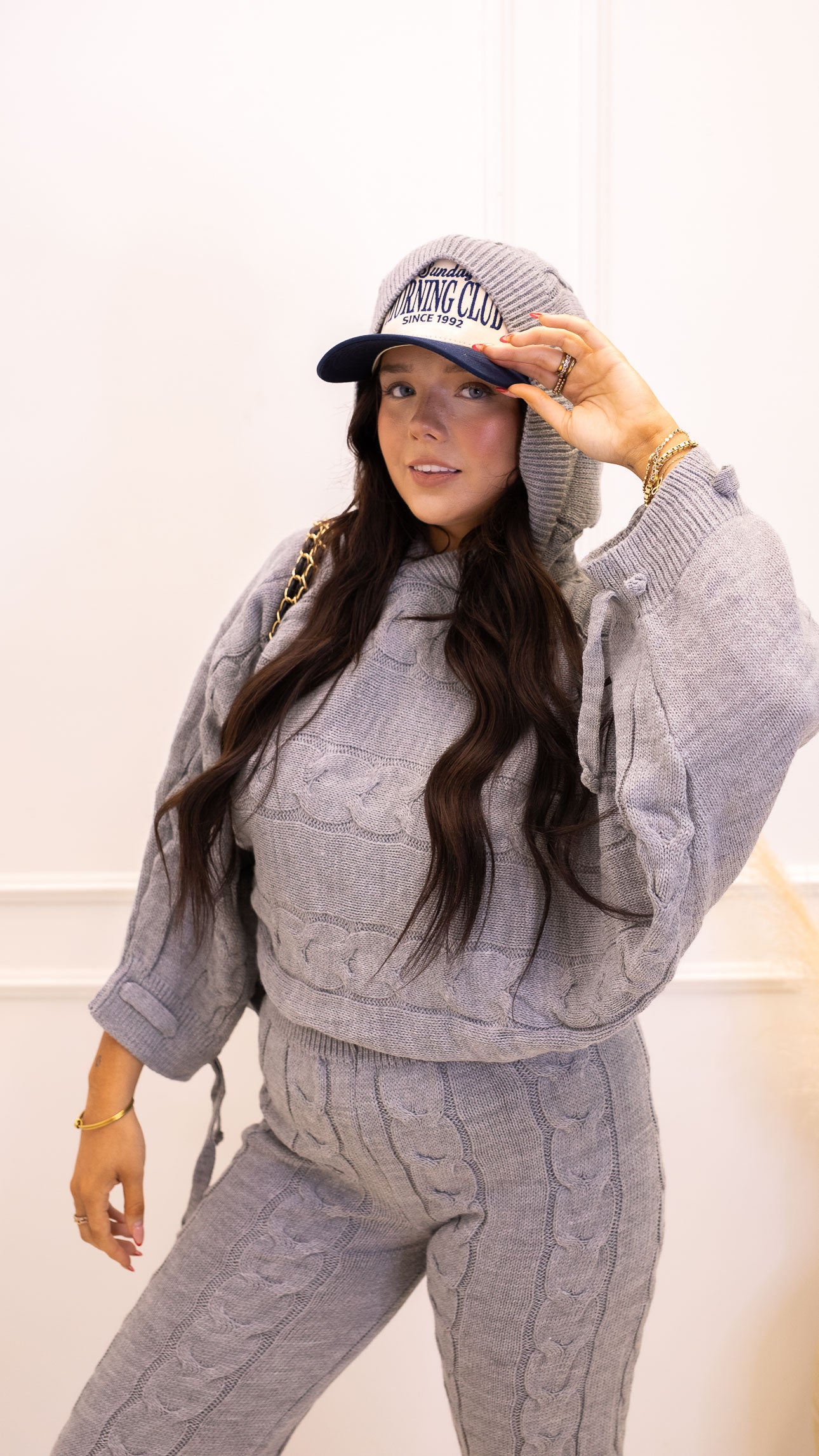 NEW DIOR CABLE KNIT LOUNGE SET (GREY)