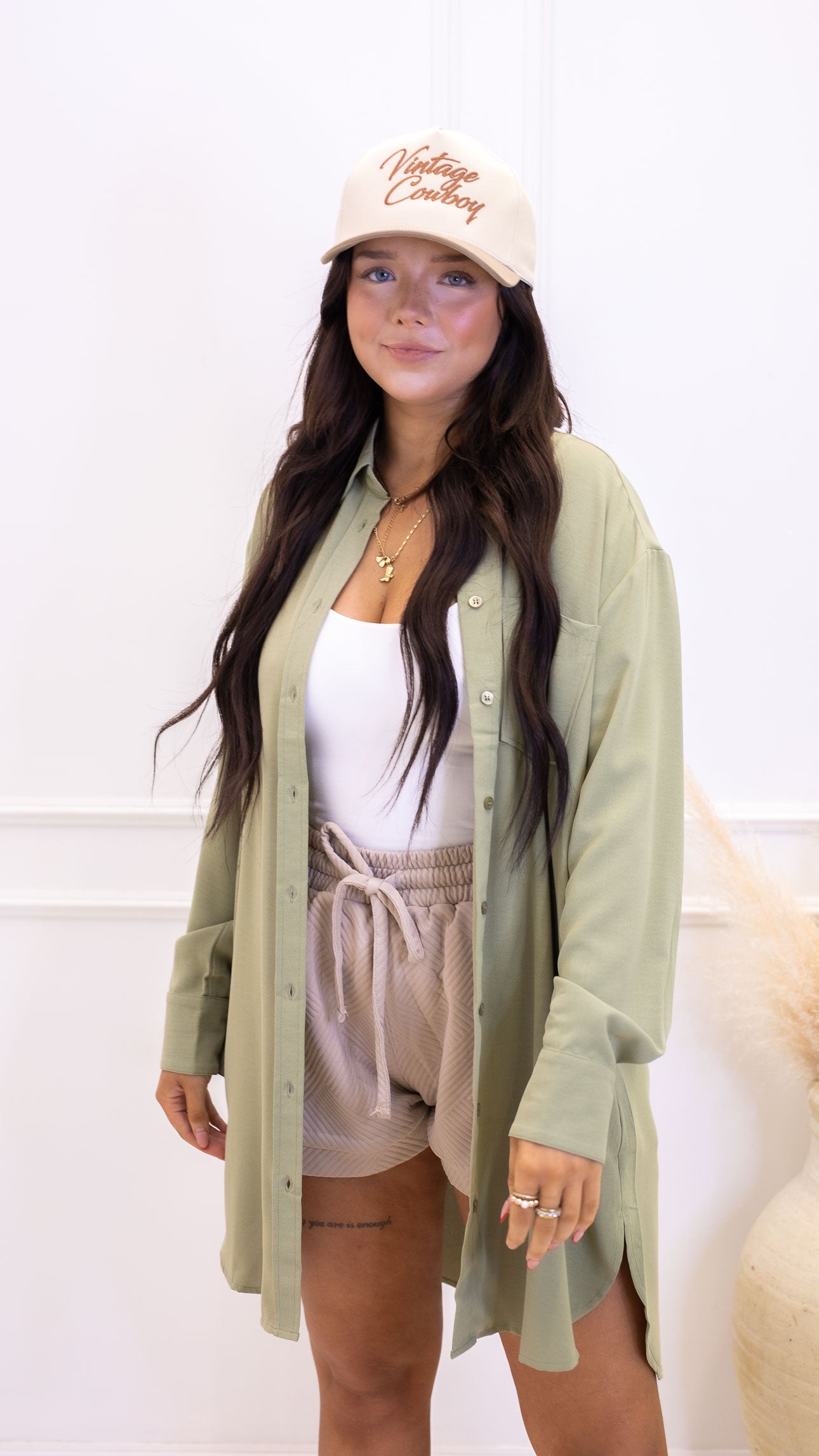 FIONA BUTTON UP SHIRT DRESS (SAGE GREEN)
