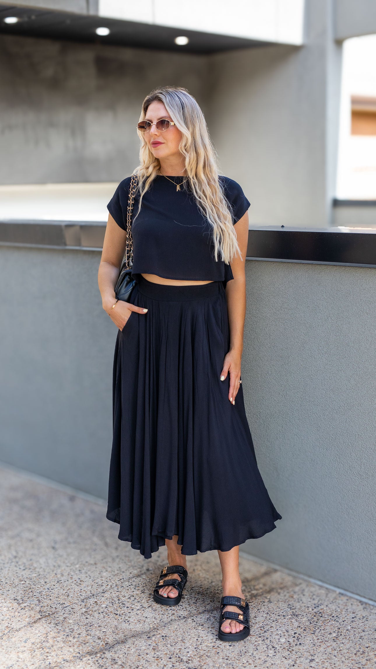 ZOEY MAXI SKIRT SET (BLACK)