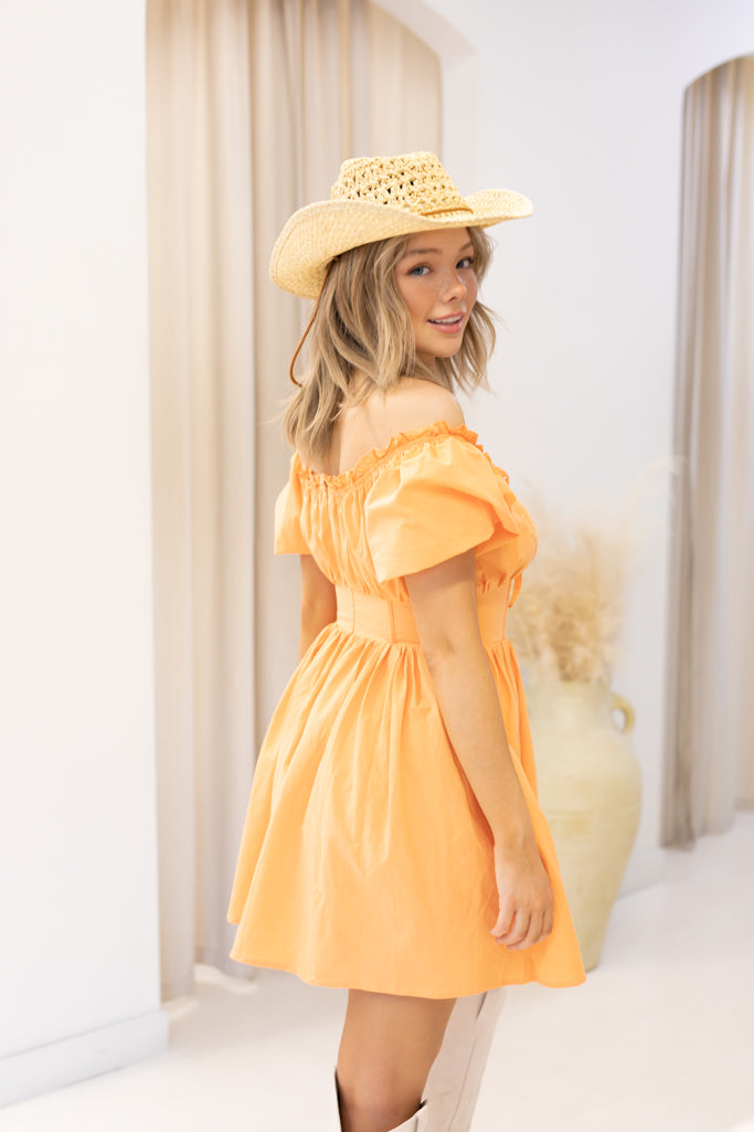 NEW POPPY MINI BABYDOLL CORSET DRESS (APRICOT)