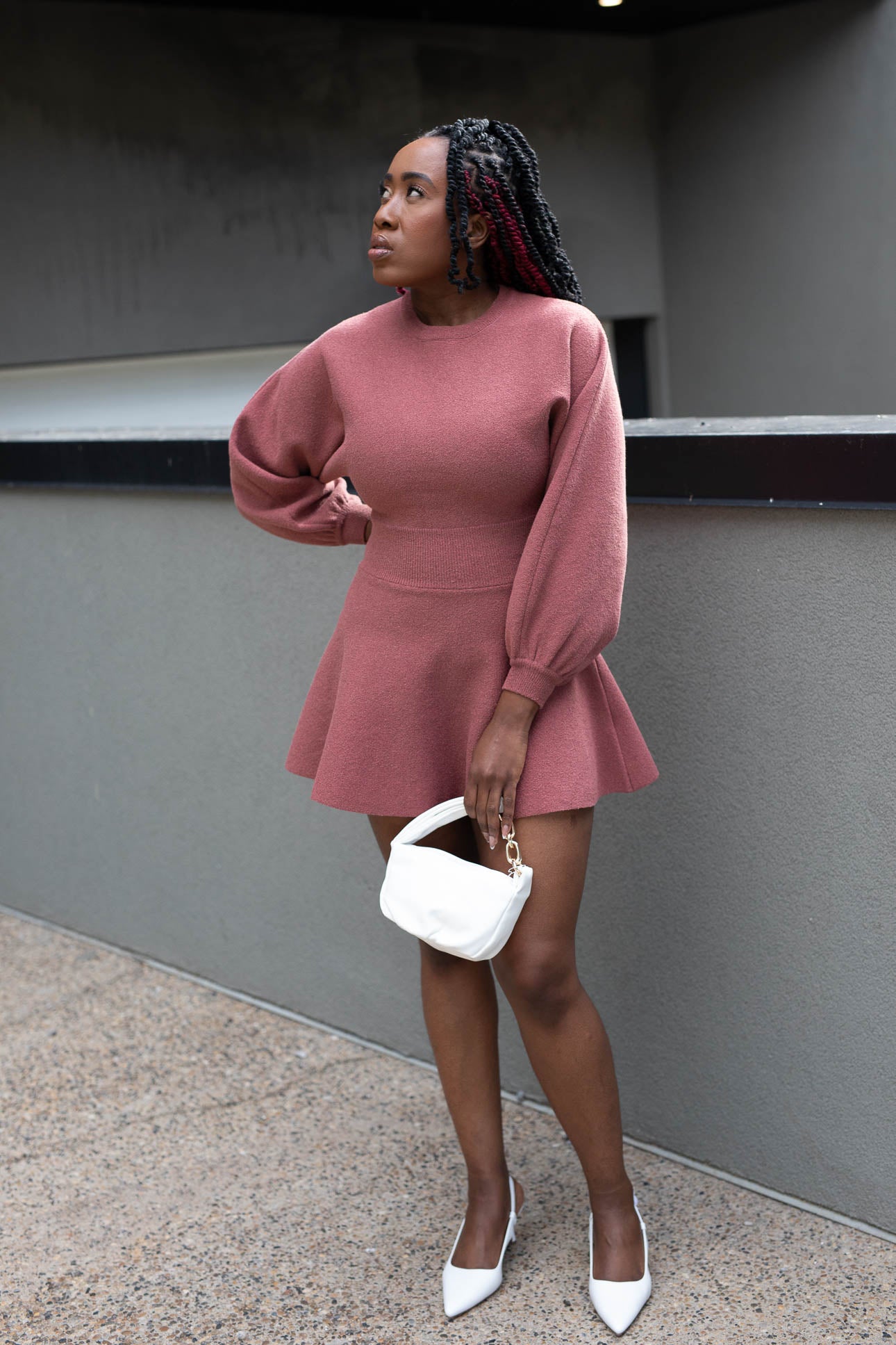 GENIVEVE FIT & FLARE SWEATER MINI DRESS | RUST | (BEST SELLER)