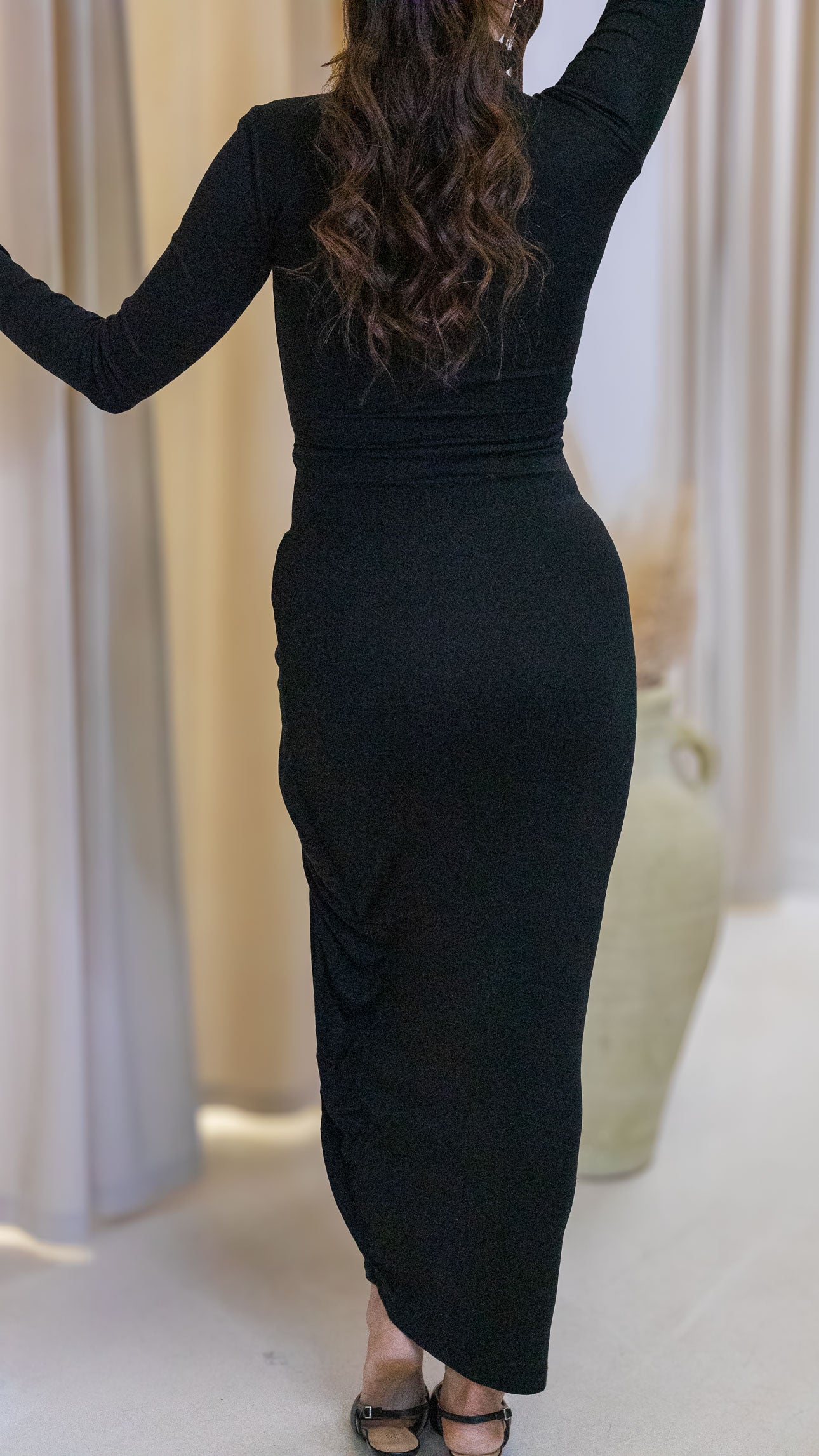 ASHLEY MAXI WRAP DRESS (BLACK)