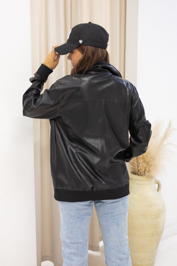 NEW SAGE FAUX LEATHER BOMBER | RESTOCK BEST SELLER