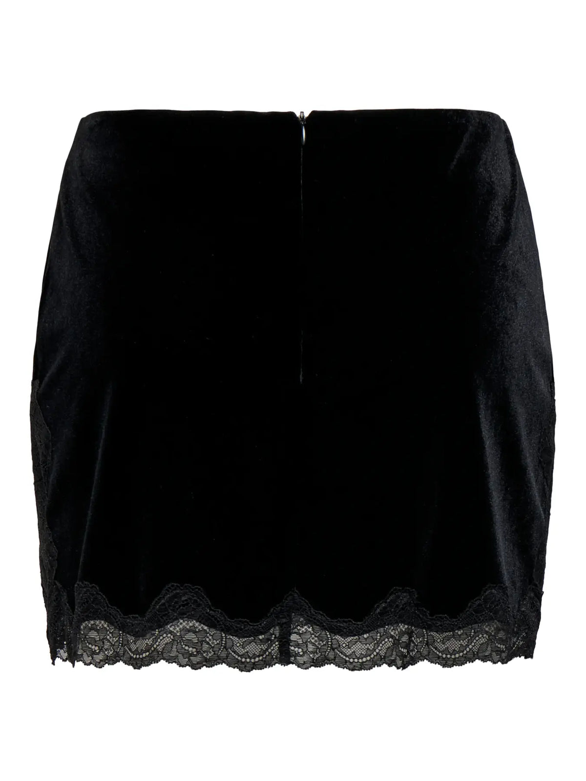 EZZIA SHORT VELVET LACE SKIRT (BLACK) | ONLY
