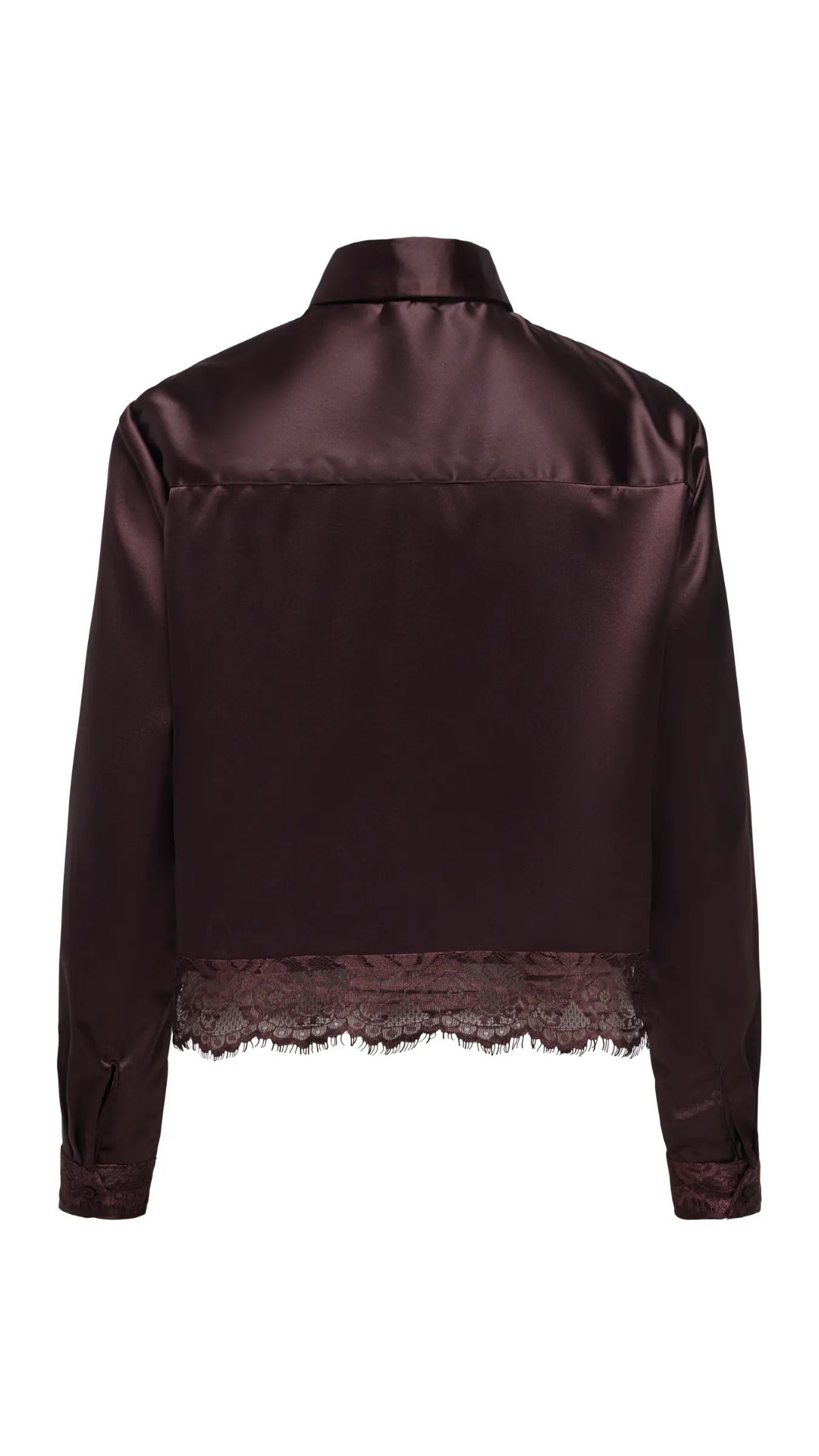 LINDONA SATIN LACE SHIRT (BURGUNDY)