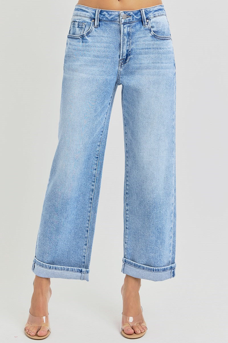 REMI HIGH RISE ANKLE BOYFRIEND TURN UP CUFFED JEANS