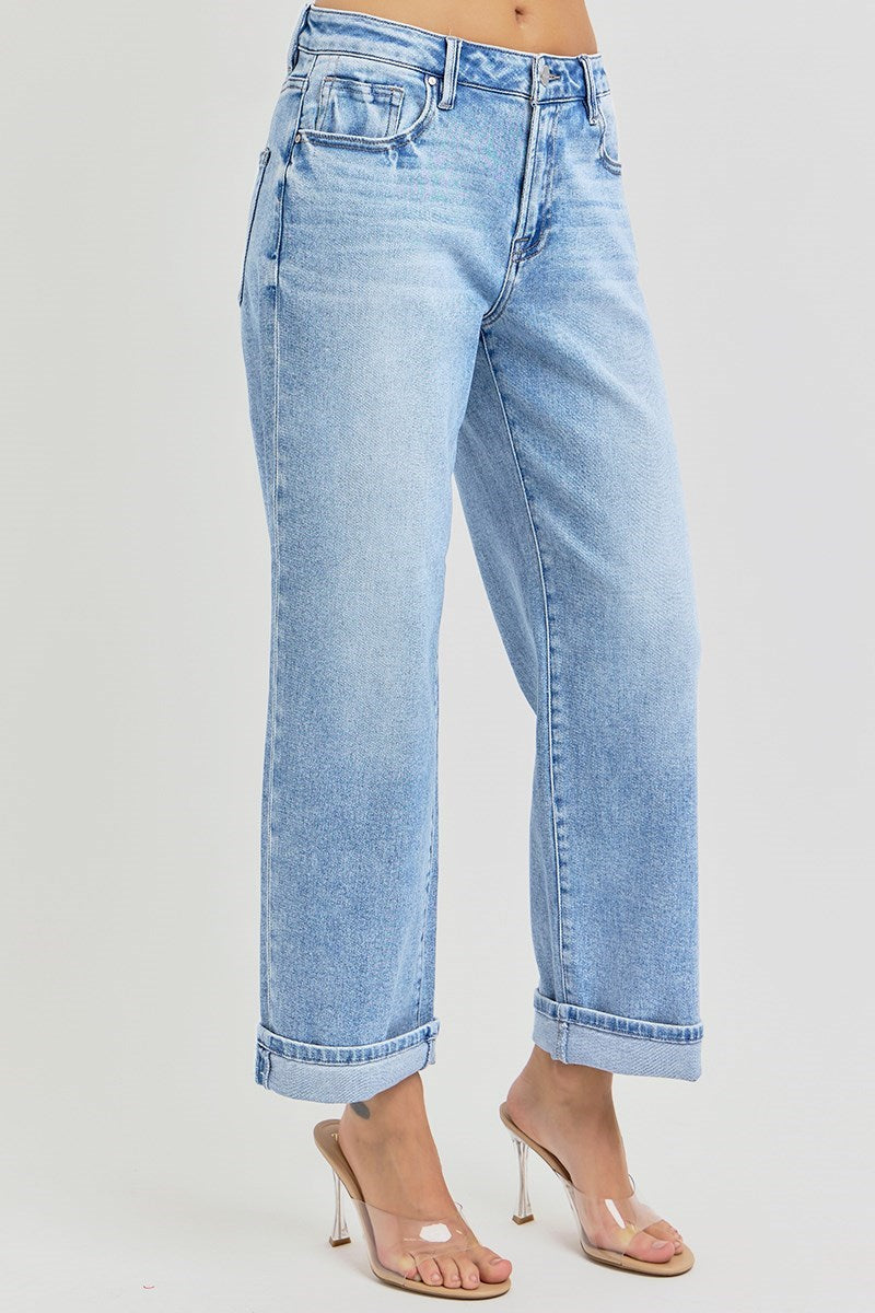 REMI HIGH RISE ANKLE BOYFRIEND TURN UP CUFFED JEANS