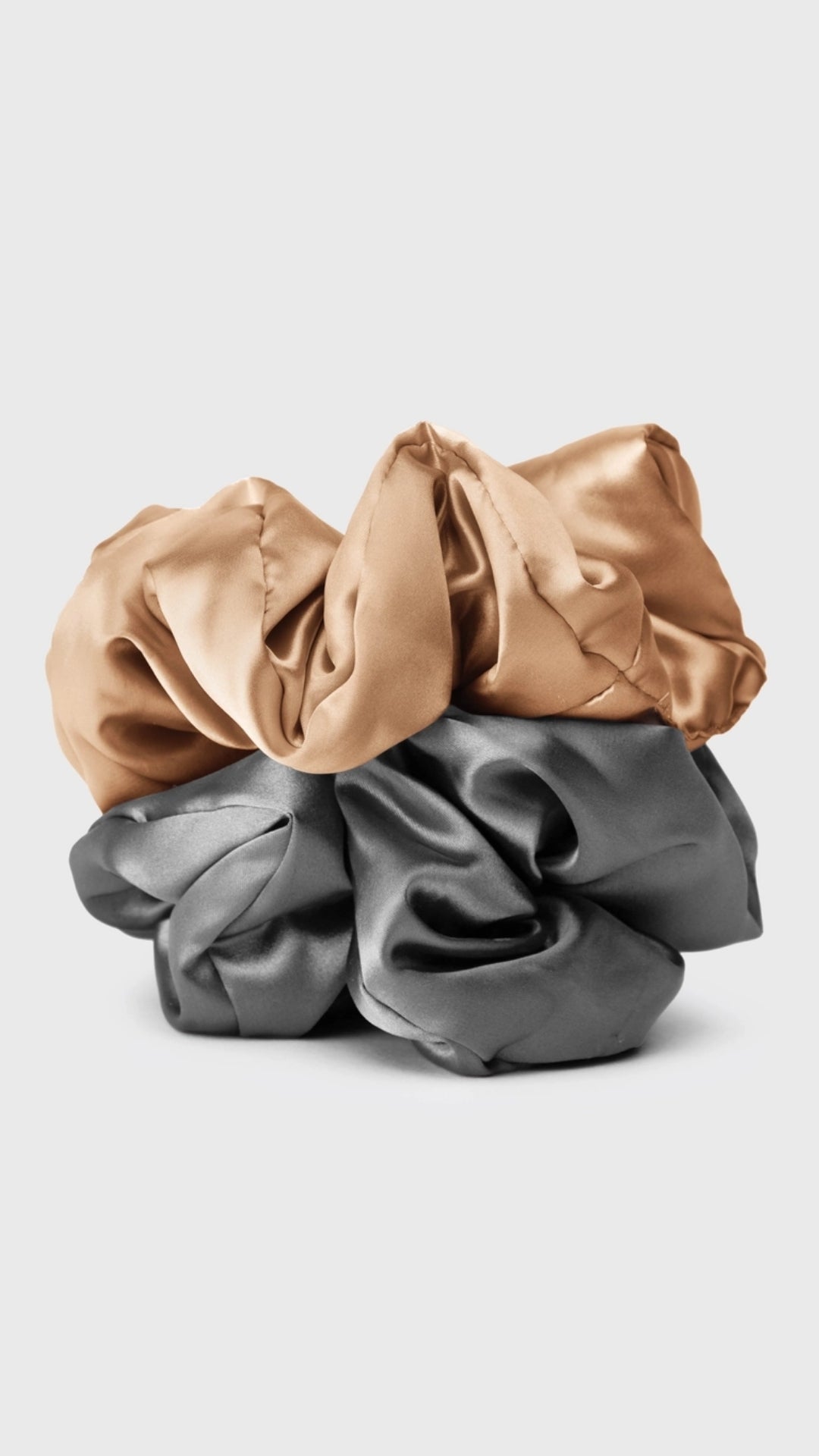 SATIN SLEEP PILLOW SCRUNCHIES - CHARCOAL/GOLD | KITSCH