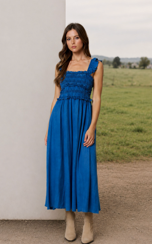 SKARLA DENIM MIDI DRESS