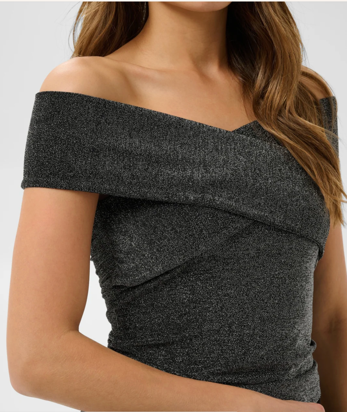KArebecca Top - Silver black glitter - Metallic