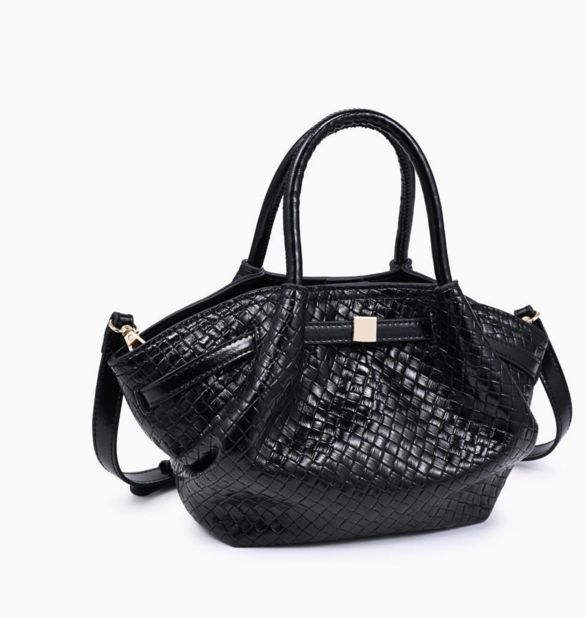 SELENA EMBOSSED WOVEN CROSSBODY (BLACK)