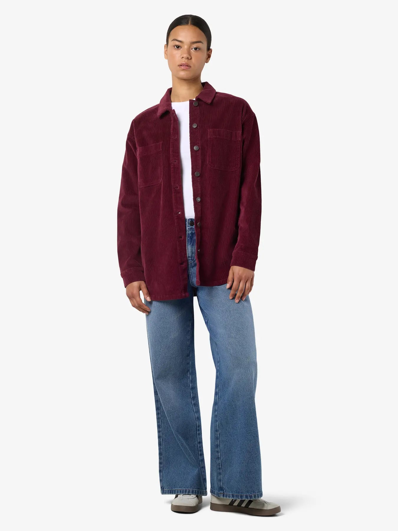 ALVA RIBBED SHACKET COAT (BURGUNDY) | ONLY