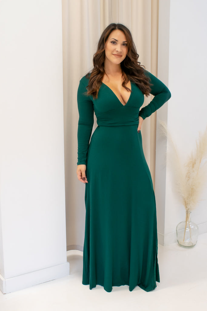 NEW ANGIE MAXI DRESS HUNTER GREEN VELENZIA