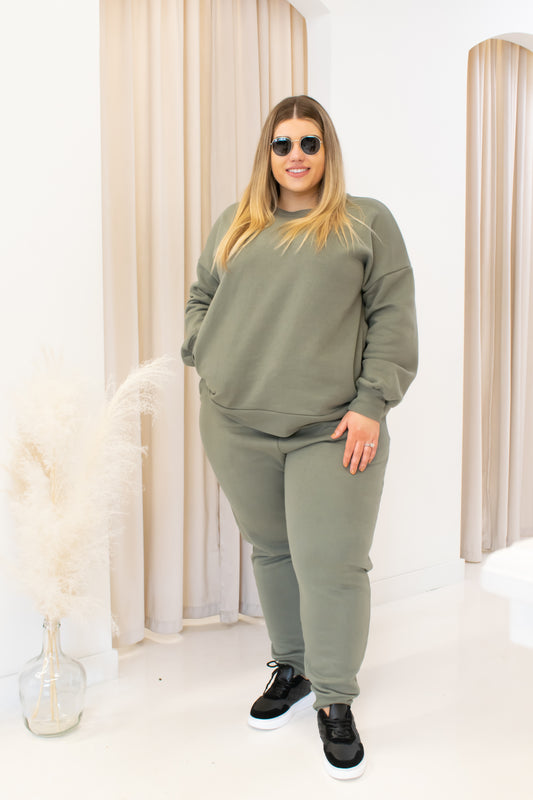 NEW TARA TWO PIECE SWEATSHIRT SET (CURVY) | GREEN