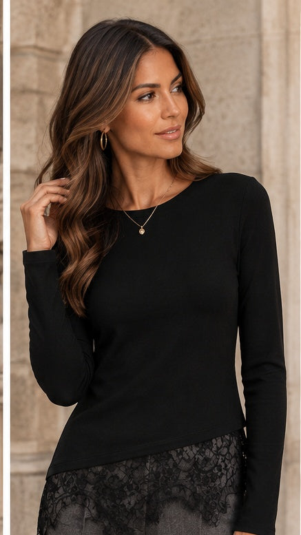 LAILA LACE MIX TOP (BLACK) | ONLY