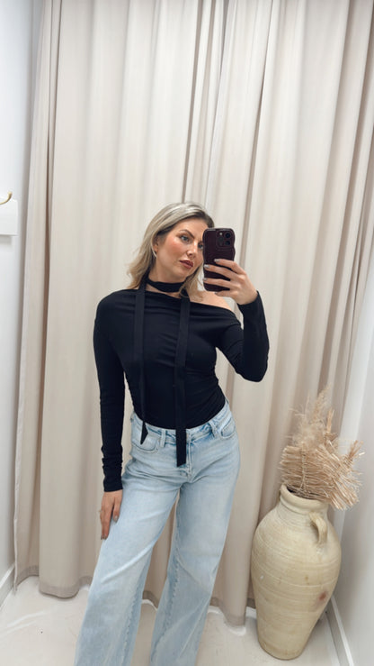 CLARISSA OFF-SHOULDER TOP WITH SCARF