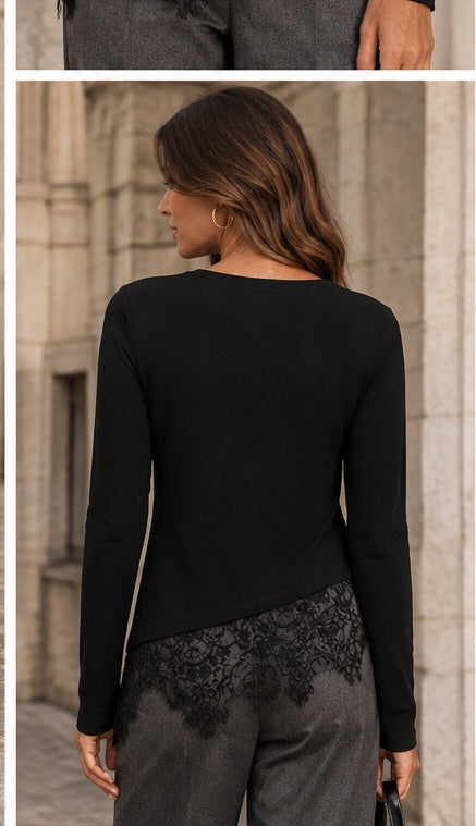 LAILA LACE MIX TOP (BLACK) | ONLY