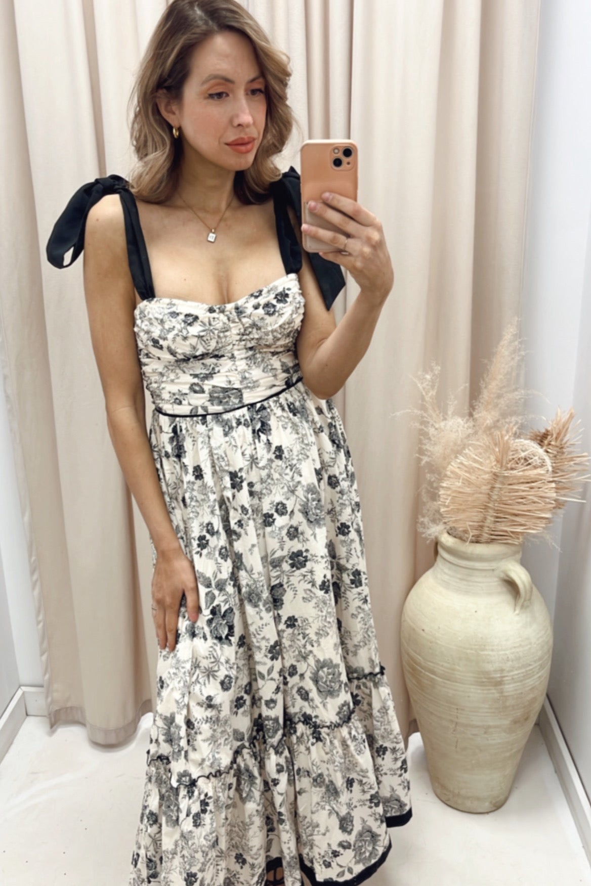 NEW DELLA FLORAL MIDI (BLACK\IVORY)