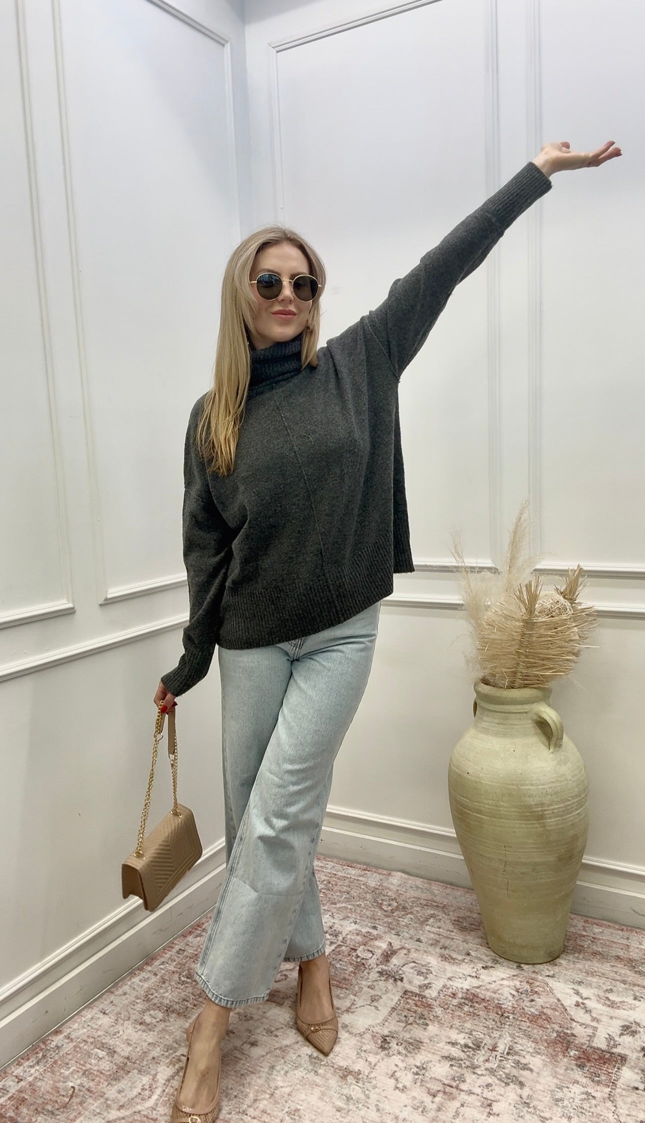 NEW MARGARET TURTLENECK SWEATER (CHARCOAL)