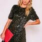 TIMEAH SEQUIN SHIFT MINI DRESS (BLACK)