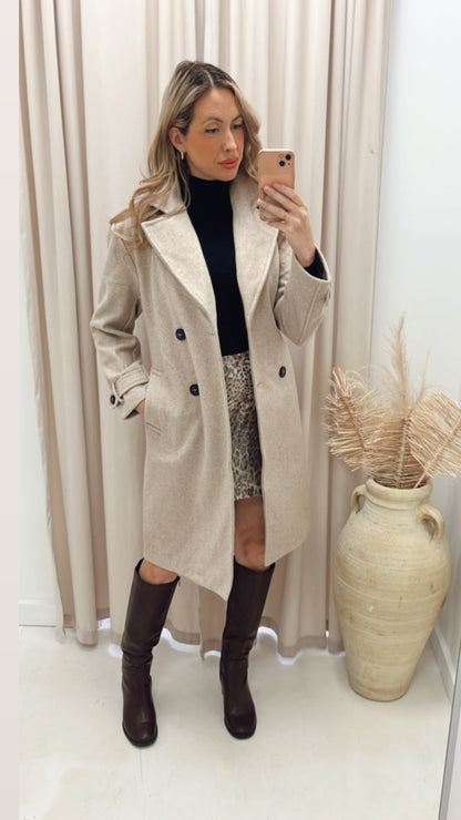 ANGELINA  DOUBLE BREASTED WRAP COAT  (OATMEAL)