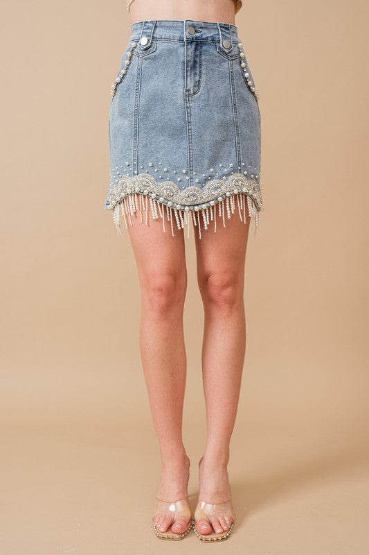 NEW BLUE STRETCH DENIM MINI SKIRT