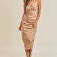 NEW SERENA SATIN SLEEVELESS V-NECK MIDI (CAMEL)