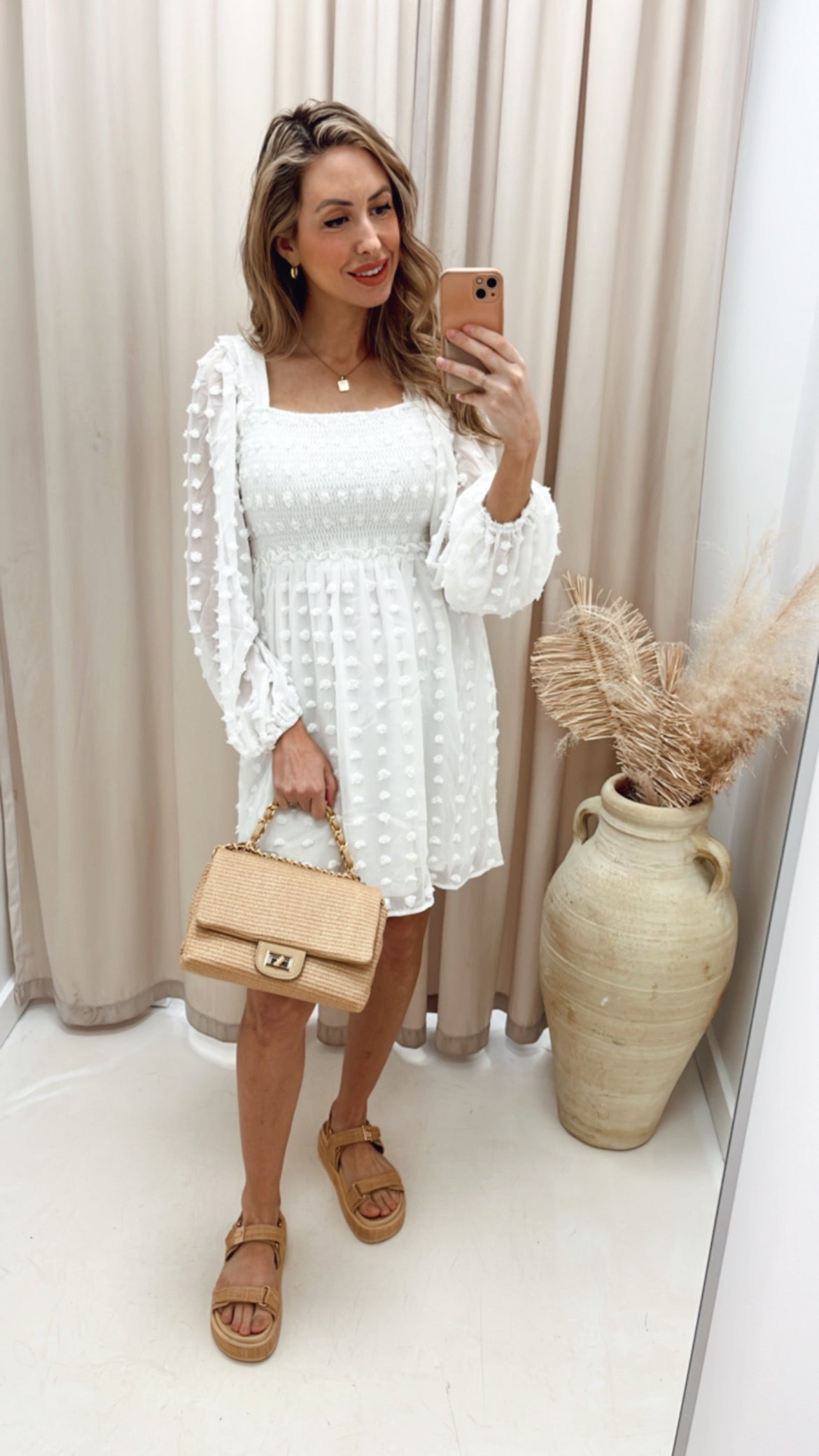 NEW DIOR BABYDOLL MINI DRESS (WHITE) | BEST SELLER NEW DIOR BABYDOLL MINI DRESS (WHITE) | BEST SELLER