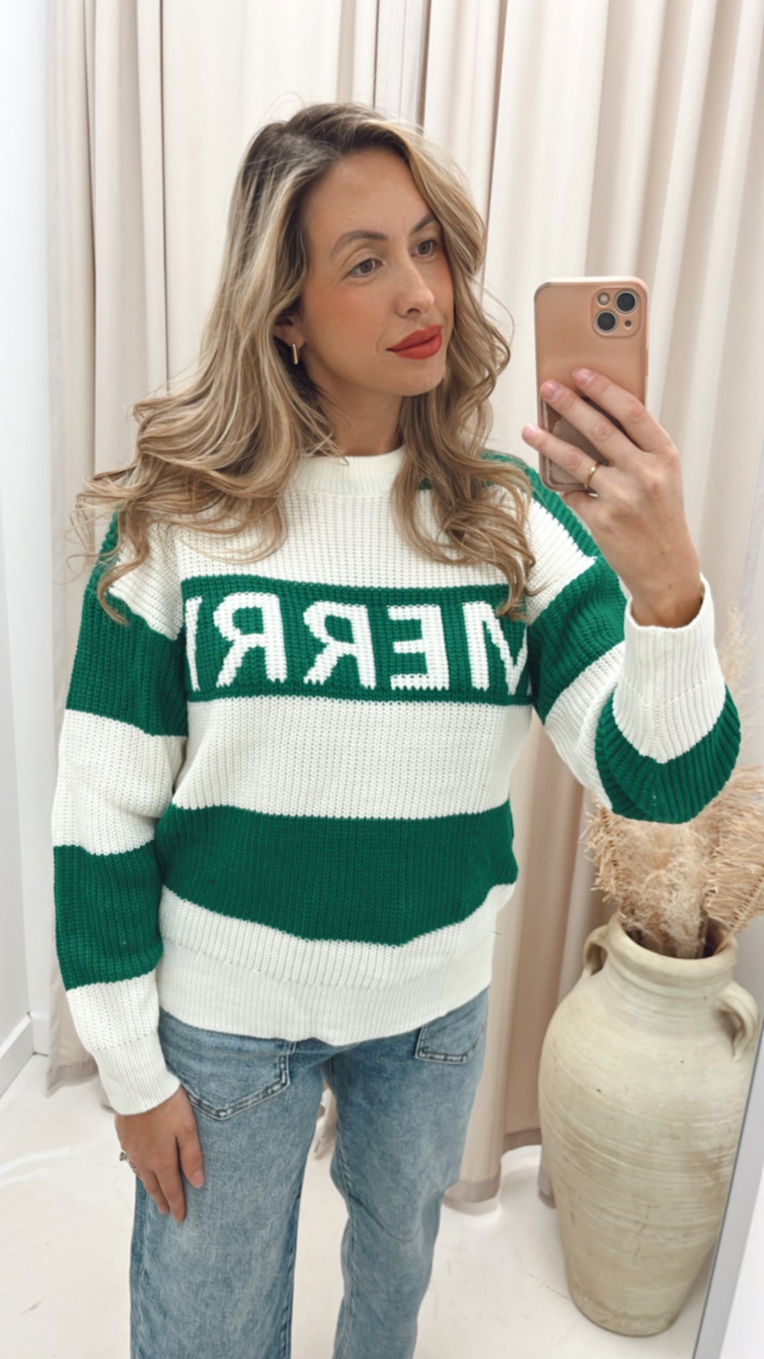 MERRY CHRISTMAS KNIT SWEATER (GREEN)