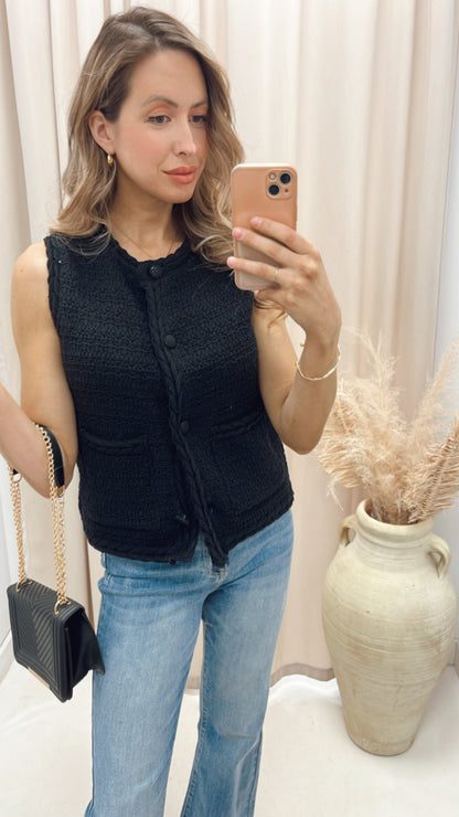 NEW STELLA TWEED VEST (BLACK)