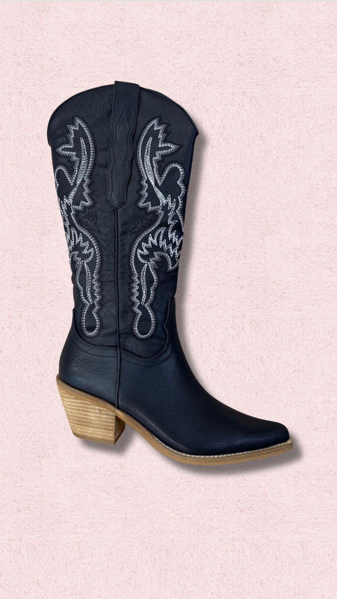 NINA COWBOY BOOTS (BLACK)