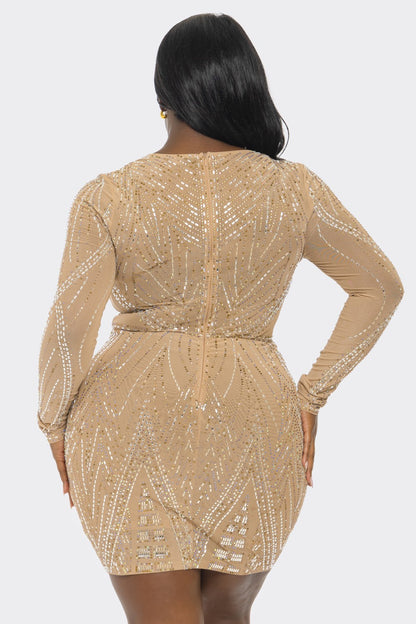 CURVY-MESH RHINESTONE EMBELLISHED MINI (BANJUL)