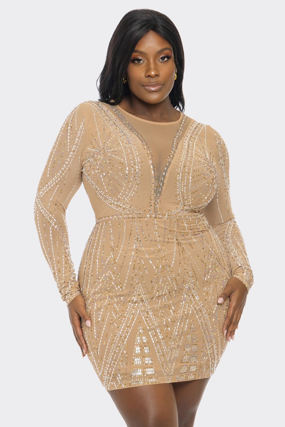 CURVY-MESH RHINESTONE EMBELLISHED MINI (BANJUL)