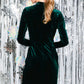 ELOISE' VELVET BURGUNDY MINI DRESS (EMERALD GREEN)