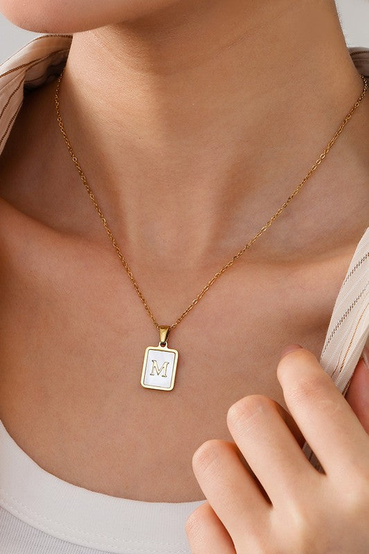 NEW INITIAL MOTHER OF PEARL NECKLACE