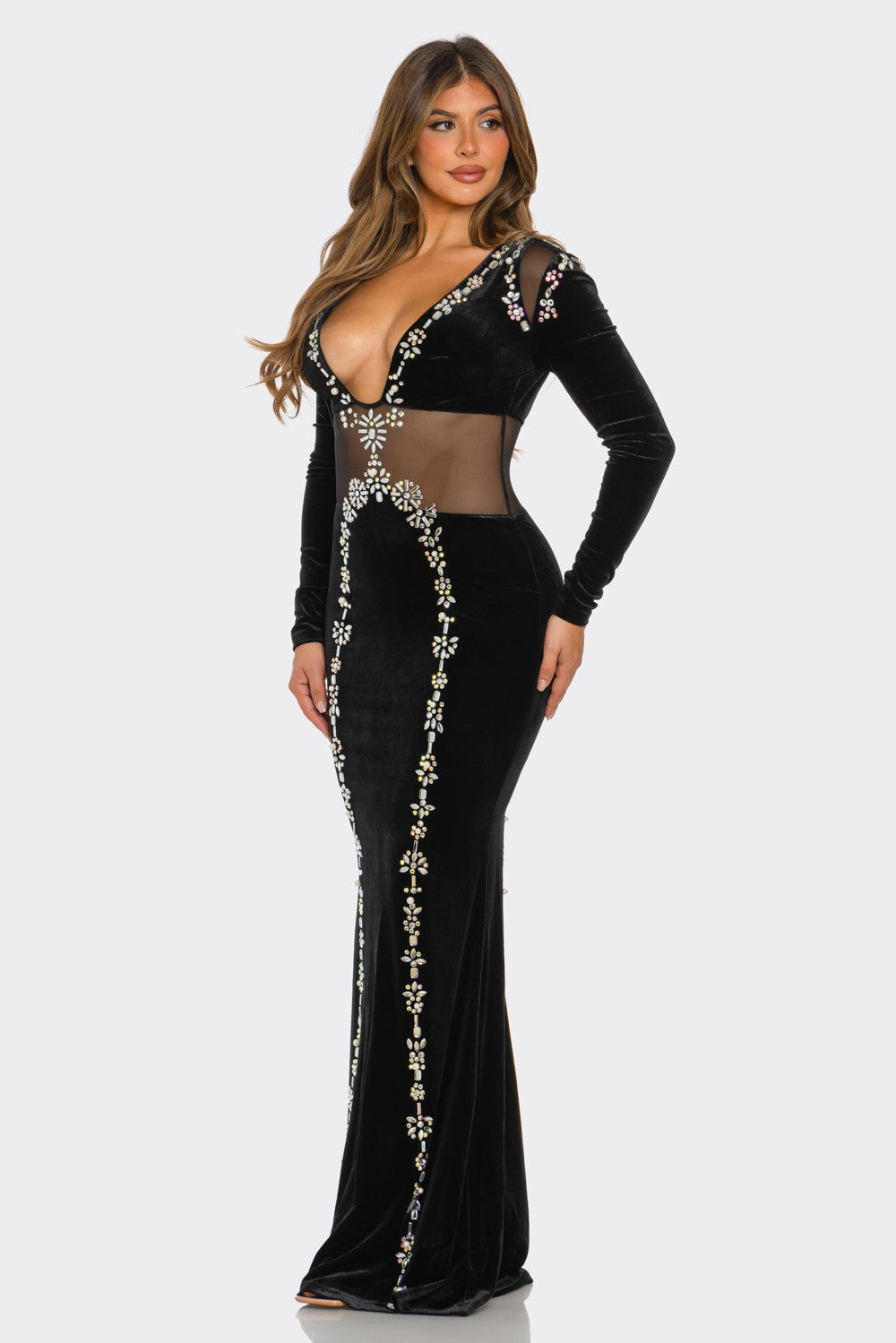 VELVET MESH RHINESTONE EMBELLISHED (BANJUL)