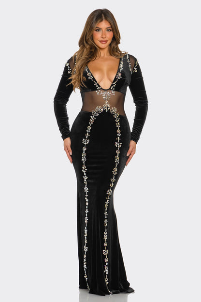 VELVET MESH RHINESTONE EMBELLISHED (BANJUL)