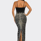RHINESTONE EMBELLISHED CHAIN LIKE DRESS (BANJUL) BLACK