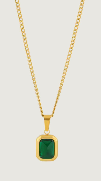 NEW EMERALD PENDENT NECKLACE (GOLD) | (TARNISH RESISTANT)