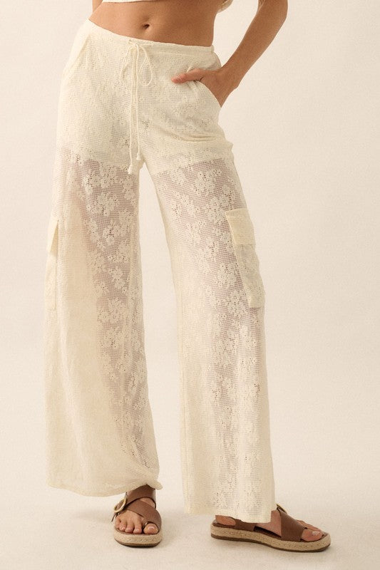 ALBA LACE CARGO WIDE LEG LACE PANT